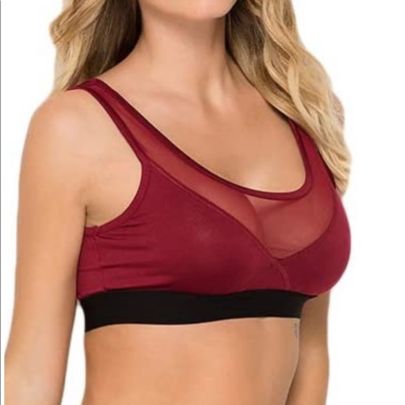 Other - Red Mesh See Through Full Coverage Sports Bra Vcut